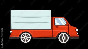 High-Definition 4K Truck Animation on Isolated Screen: Featuring 5K Video Quality Flat Design.