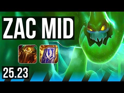 ZAC vs YASUO (MID) | 1200+ games, Godlike | EUW Master | 25.23