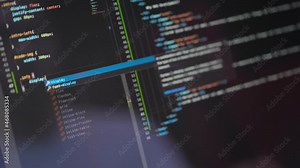 Work From Home Programmer Coding And Writing CSS In Visual Studio Code. close up