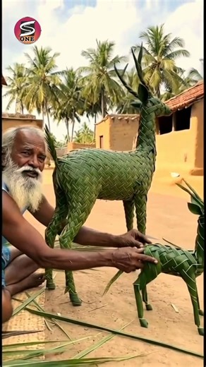 Poor Man Creates Deer & Baby Using Palm Leaves | Hand Craft Skills🦌|