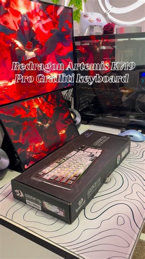 LazyFoxPlays on Instagram: "🔥 ARTEMIS K719 PRO Graffiti Keyboard ⌨️ Big thanks to @redragon_usa for this insane keyboard 🙌 Specs you should know: • 95-Key compact full-size layout • Built-in LCD screen + control knob • Tri-mode connectivity (USB-C / Bluetooth / 2.4GHz) • Hot-swap sockets (3 & 5-pin compatible) • Custom Linear Hi-Fi switches • 5-layer sound dampening for creamy THOCK • 16.8M RGB lighting with software control • DIY software support • 4000mAh battery 🎟️ Use my code: LAZYFOX 👉