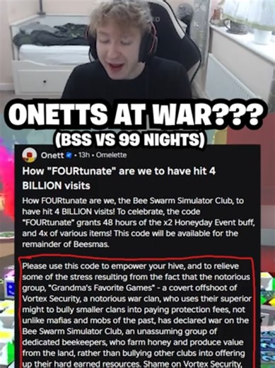 Bee Swarm Simulator: ONETTS AT WAR! BSS vs 99 Nights
