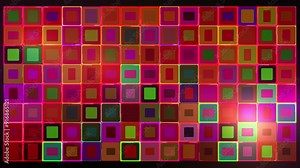 abstract digital disco animation with many flickering squares change color and blinking