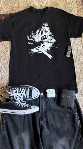 Smoking Cat Shirt #ootd#fashion#fashiontiktok#cats#fyp