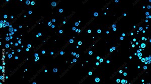 Animated dot intro without background. Moving towards the oil drops. Liquid metal. Plexus of water circles, spheres. Collision of particles, attraction. Alpha channel. Technology, science. 4k Stock Video