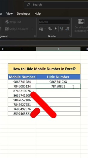 Hide Mobile Number Digits in Excel 🔒 | Replace Formula Trick #Shorts #tallymastervikram #excel