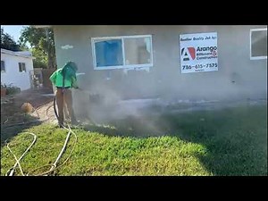Concrete wall sandblasting