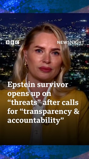 "Threats on the phone, threats to my child...packages at my house." - Epstein survivor Anouska De Georgiou describes her experience since waiving her right to anonymity in 2019 - insisting she will not be silenced. #Newsnight | BBC Newsnight