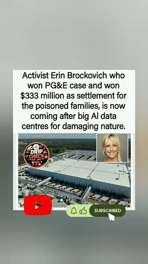⚡ Erin Brockovich takes on AI data centers after winning $333M against PG&E!.#Shorts"