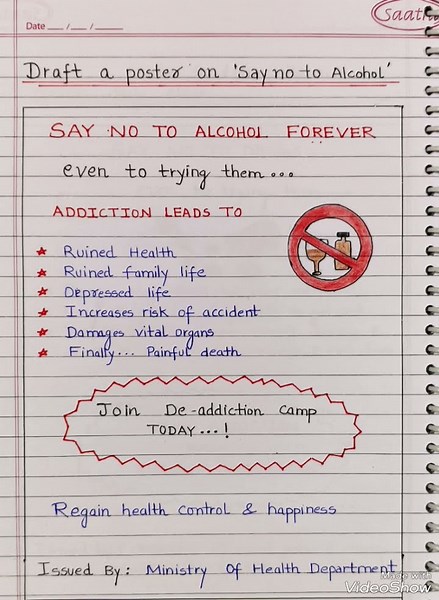 Poster making making on say no to alcohol l poster making class 9/10/11/12