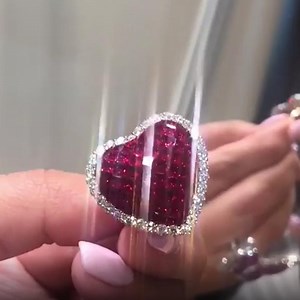 Check this out from SayaBling Jewelry! 7.99ct Princess Cut Ruby Heart Engagement Ring