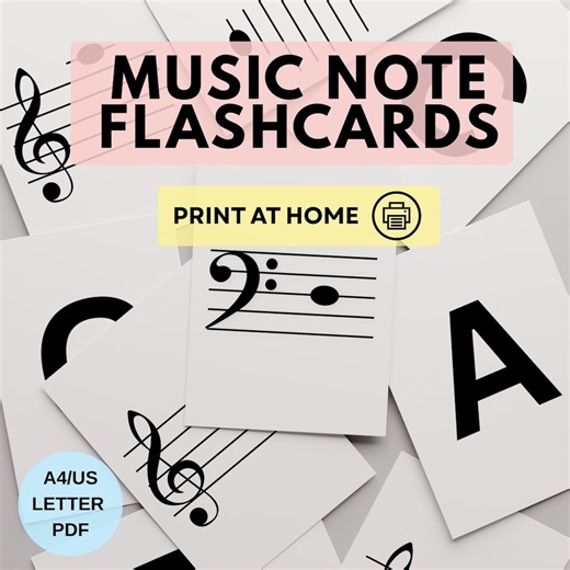 MUSIC NOTE FLASHCARDS Printable- Piano Note Flash Cards, Bass and Treble Clef Notes, Printable Music Flashcards, Music Teaching Resource Pdf - Etsy
