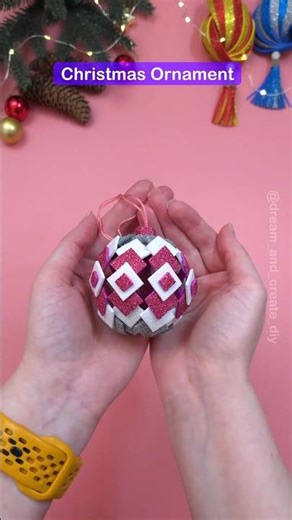 How to Make a Shiny Christmas Ball Ornament | Easy Glitter Foam DIY