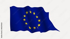 Europe flag waving gently in the wind. The flag is on a transparent background with an alpha channel and can be put on any background.