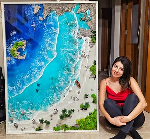 Custom Size Beach Wave Resin Wall Art, Large Seaside Painting, Ocean Themed 3D Picture - Etsy