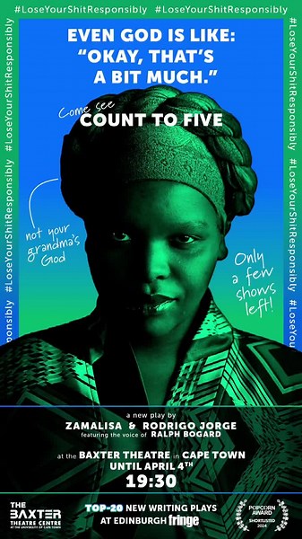The kind of God your grandmother would mistake for the devil 😈 Come see what makes Thee Notorious G.O.D a notorious a**hole. Last 2 shows playing tonight and tomorrow @Baxter Theatre. Don’t become a victim of FOMO. TICKETS IN BIO ✨ #counttofive #Loseyourshitresponsibly #baxtertheatrecapetown #solotheatre #onewomanshow