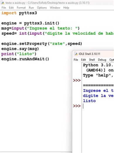 De texto a audio con Python. #EsRobotica #Python #audio #texto #fis
