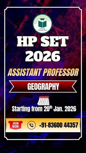 HP SET 2026 Geography | Assistant Professor | New Batch Starting 20 Jan | Civilstap