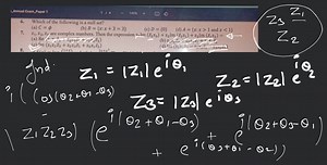 z1​,z2​,z3​ are complex numbers. Then the expression z1​Im(zˉ2​... | Filo