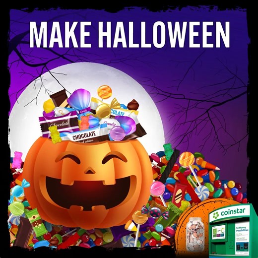 Halloween is almost here! 👻 It's the perfect time to turn your coins into cash and treat yourself to something spooky. Find a kiosk: https://loom.ly/8ZBR0HQ | Coinstar