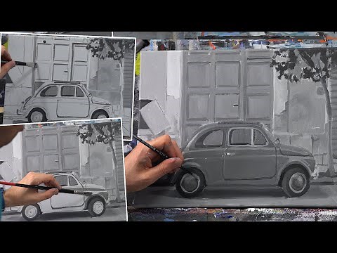 Grisaille grey underpainting with acrylics tutorial.