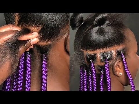 How I Do Large Knotless Braids with Bold Purple Hair || Step-by-Step Tutorial