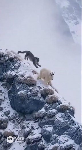 DESPERATE FIGHT! 💥 Both Animals Fall Off Mountain Together! ❄️