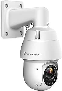 Amcrest 5MP UltraHD Mini AI Outdoor IP PoE Camera, Pan/Tilt Security IP Camera with Two-Way Audio, 98ft Full Color Night Vision, Active Deterrents, 5-Megapixel, Wide 104.8° FOV, IP5M-1190EW (White)