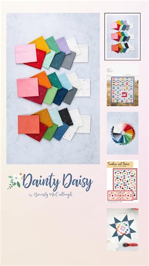 Need some 🌼Dainty Daisy🌼 inspiration?! You can find lots of projects, patterns, and free content with Dainty Daisy on my blog! I love seeing my basic with @rileyblakedesigns out in the wild! Shown in this reel: - Heart to Sew Free Pattern on RileyBlakeDesigns.com - Sunshine & Daisies Quilt Pattern (in my shop) - My Shine Together Block using @cindycloward's free pattern called Gather Around (on my blog) | Flamingo Toes