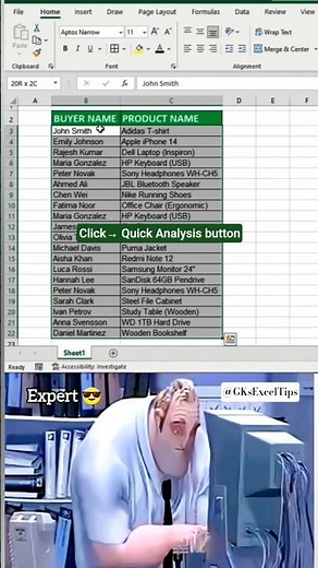 Highlight Duplicates in Excel Instantly! ⚡ | Quick Analysis Trick