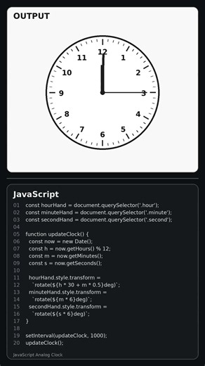 Build an Analog Clock with JavaScript ⏰🔥 | JavaScript Challenge #8