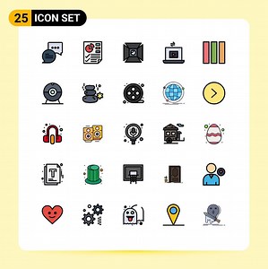 Download 25 Thematic Vector Filled line Flat Colors and Editable Symbols of web design column highlight play video Editable Vector Design Elements for free