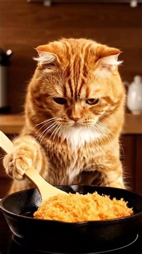 Orange Cat Chef Makes Perfect Japanese Katsu-Don 🍱😺