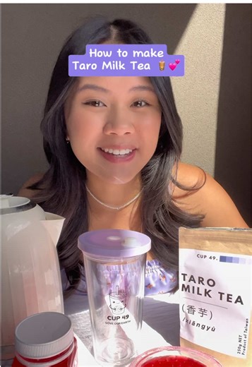 Here’s how to make some yummy taro milk tea at home! #diyboba #bubbleteakit #bubbletea #boba #bubbletearecipe