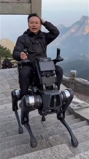 Riding a robot dog to the summit of Mt. Taesan