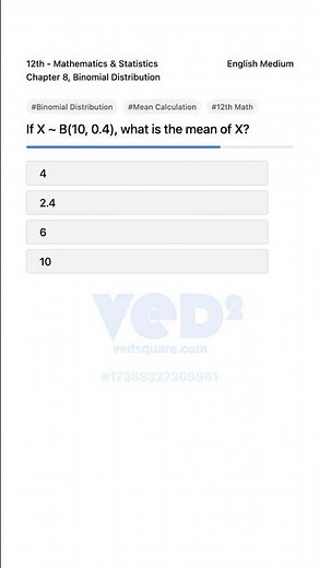 Binomial Distribution Mean Calculation 12th Math Statistics