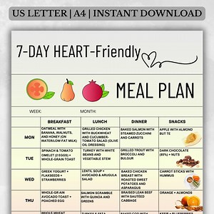 Heart-friendly Grocery Ideas – 7-day Clean Eating Meal Plan PDF for Low Cholesterol and Whole Food Lifestyle, Heart-friendly Food List - Etsy