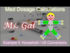 Med Dosage Calculuations - Example 5 - Household/US Volume Conversions - Gallons Pints Cups Quarts