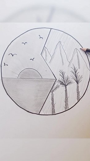 Easy Circle Scenery Drawing Tutorial for Beginners