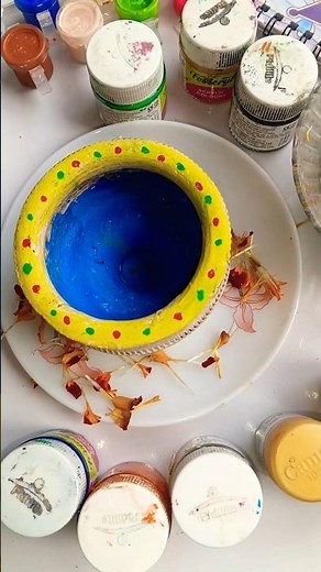 pot painting 🖌️🎨 #diy #art #comment #craft #mud #painting #pottery #comment #subscribe #support
