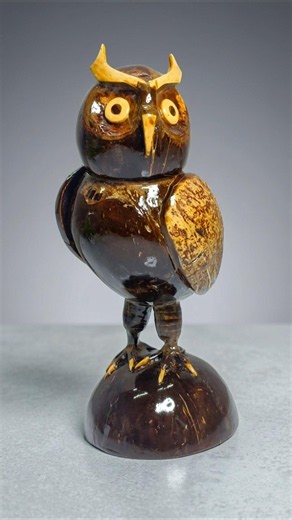 🦉🥥Turning a Coconut Shell into a Stunning Owl! 🌴 | Coconut Shell Craft | #shorts #diy #shortsfeed