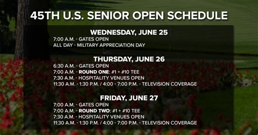 Tee Times, Parking, Shuttles, and more of everything you need to know about the U.S. Senior Open