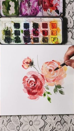 ✨ Watercolor Roses made THIS easy? 😳 Must Watch#Youtube#Shorts#Trending#Viral