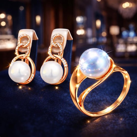 Luxury Rose Gold Pearl Jewelry Set With Sparkling Zircon Elegance - Etsy