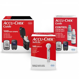 Accu-Chek Softclix Diabetes Blood Sugar Test Kit for Diabetic Glucose Monitoring: 100 Softclix Lancets, 100 Guide Test Strips, and Control Solution (Packaging May Vary)