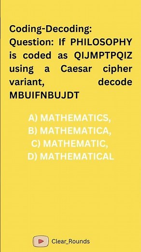 Caesar Cipher Master! Cryptographic Decoding Challenge Code Breaking Expert #logicalreasoningquiz