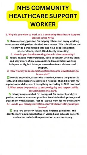 NHS Community Healthcare support worker interview questions and answers #interview #nhs #shorts