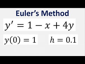 Use Euler's Method with step size h = 0.1 to approximate values: y'=1-x+4y , y(0)=1