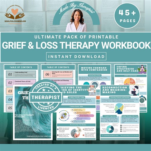 Grief and Loss Therapy Workbook, Emotional Regulation Guide for Coping With Grief, Printable PDF for Teens and Adults - Etsy