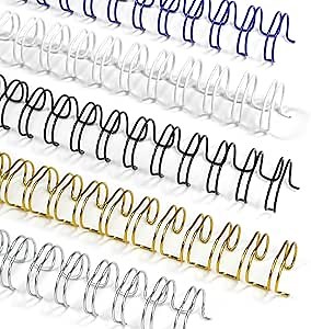 Rayson WR3279M Wire Binding Spines, Multicolor, 3:1 Pitch Double Loop Binding Wires 5/16 Inch, 32-Loop Wire Ring Pack of 100 with Black, Gold, Blue, White, Silver
